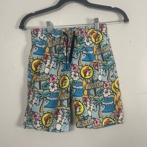 Buc-ees Beaver YS Boys Swim Trunks Shorts Palm Trees Beach Tropical Cartoon